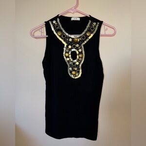 Cache Black Top with Gold Accents